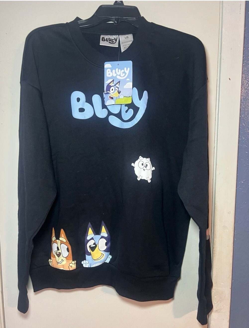 Bluey Characters Graphic Crew Neck Sweatshirt in Black